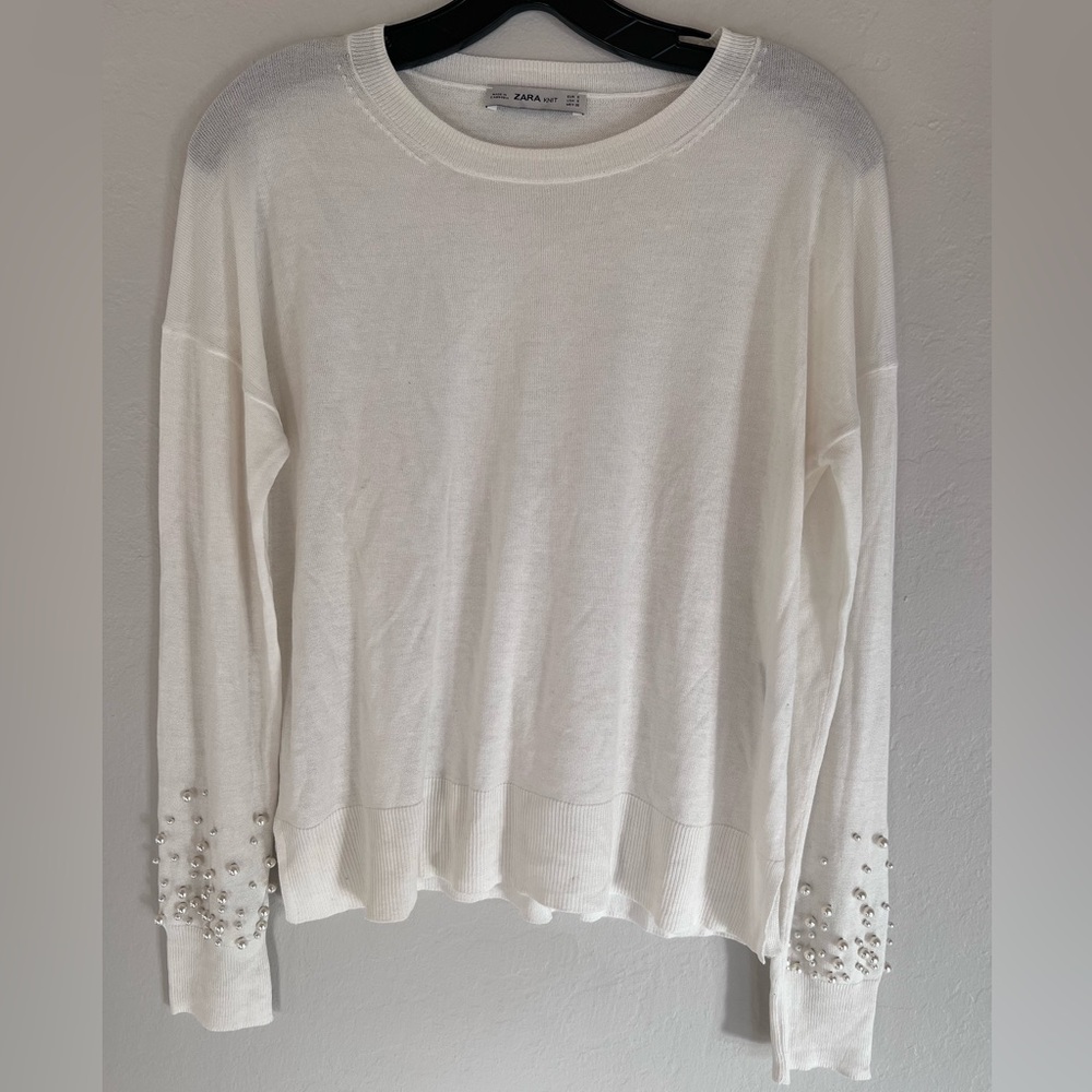 Zara knit sweater with pearl embellishment